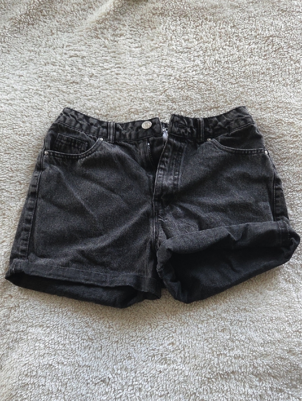 Refuge Washed Black High-Rise Denim Shorts